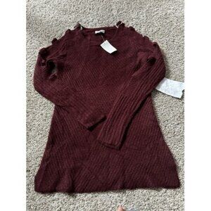 Crave Frame Womens Burgundy Long Sleeve Pull Over Casual Tunic Top Size Medium